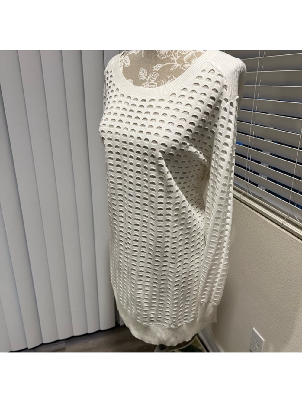 Lane Bryant White Open-Weave Knit Top